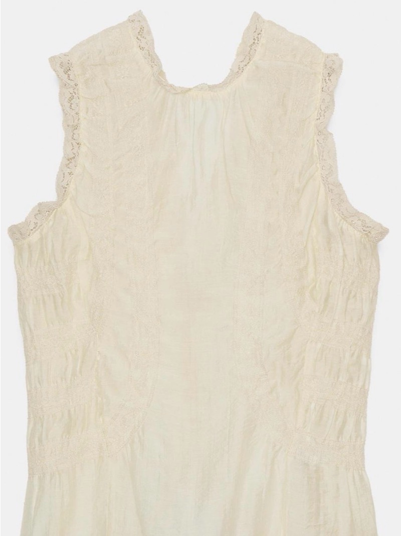 Zara Cream Lace-Trim Sleeveless Top